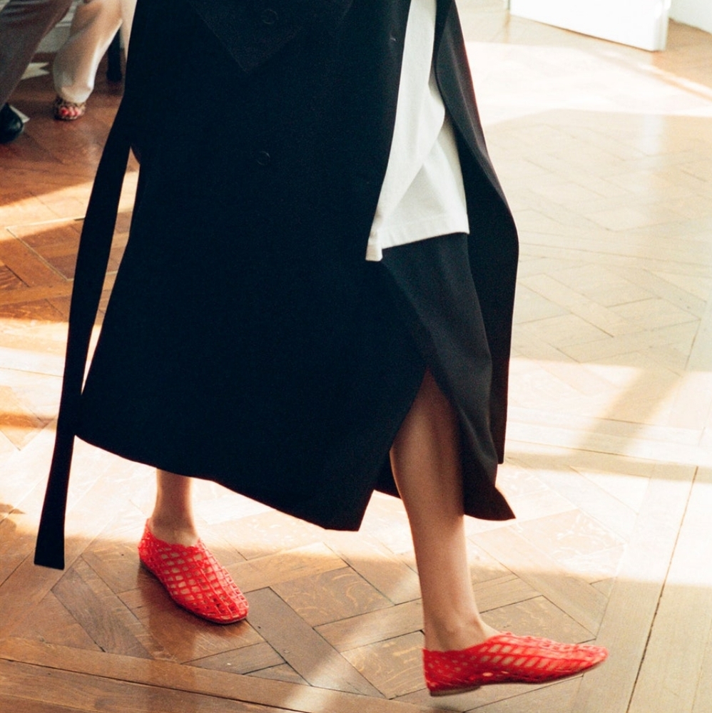 The Row Red Woven Leather Flats